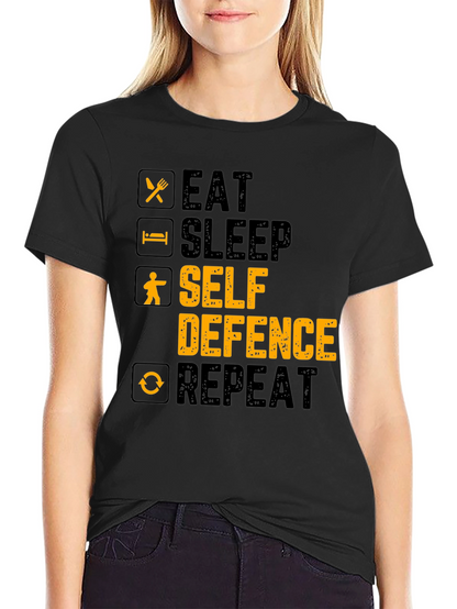 Eat Sleep Self Defence Repeat Graphic T-Shirt