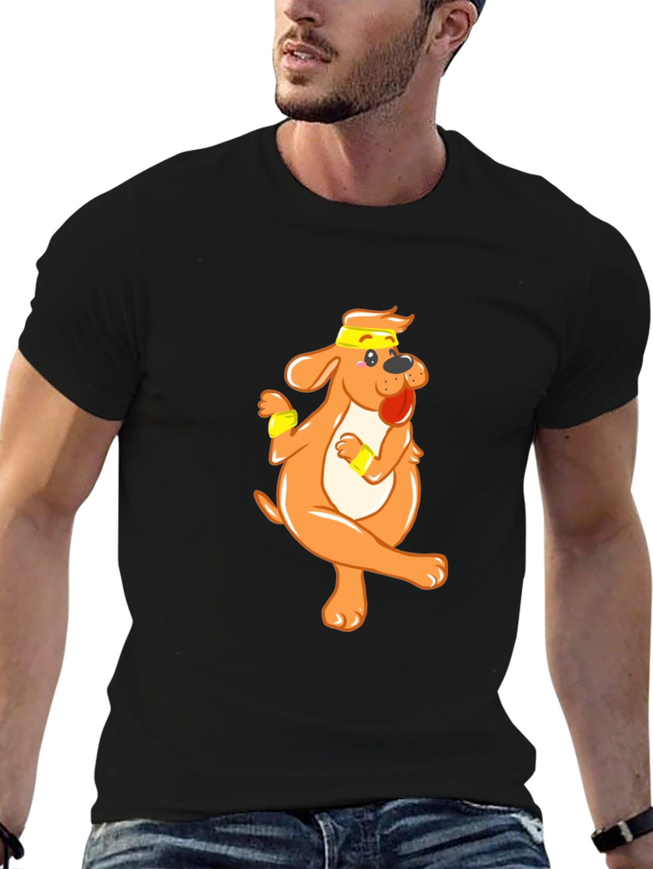 Funny Dog Cartoon Black T-Shirt