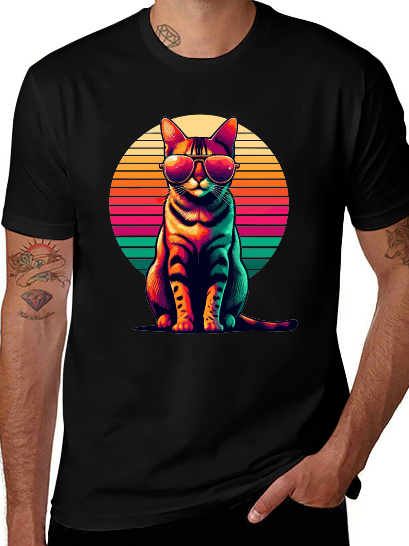 Cool Cat Retro Sunset T-Shirt