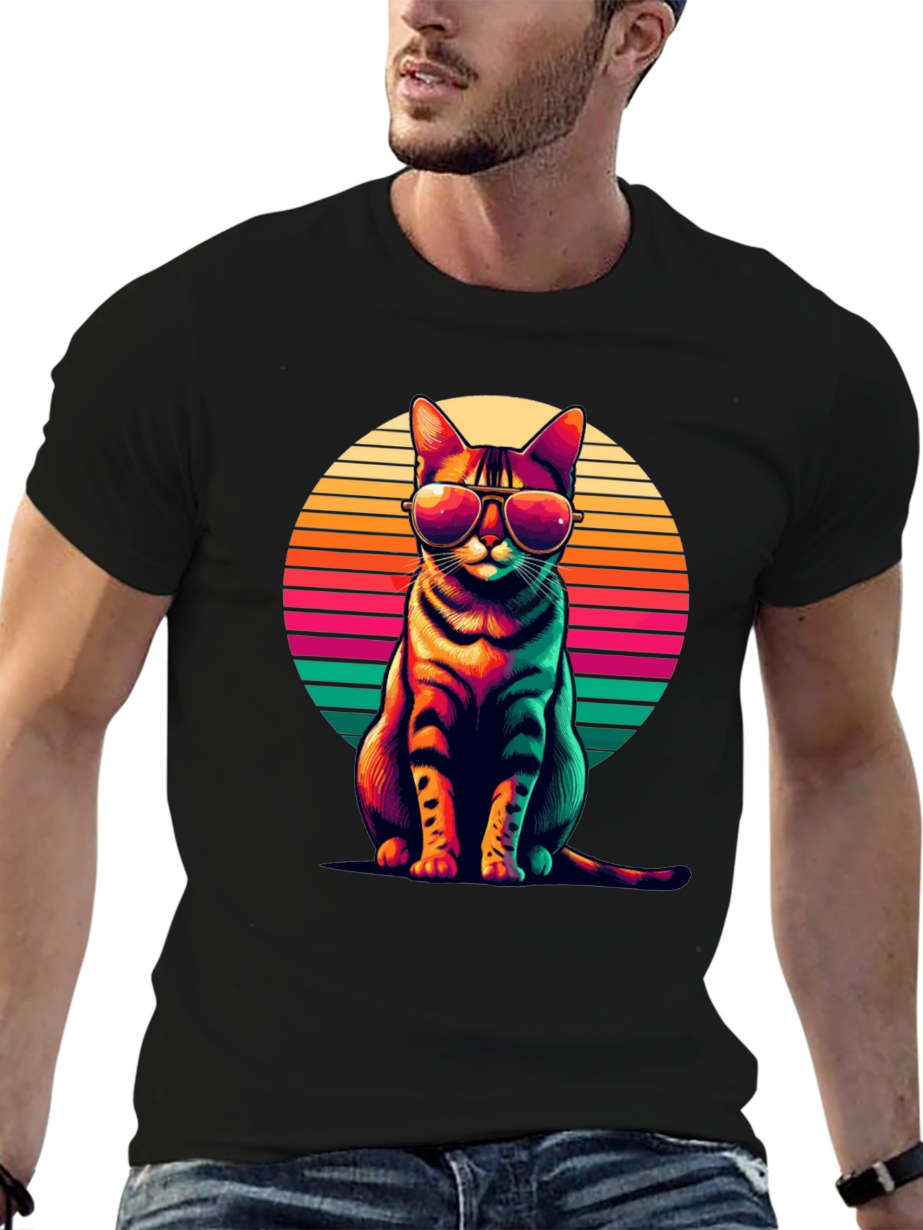 Cool Cat Retro Sunset T-Shirt