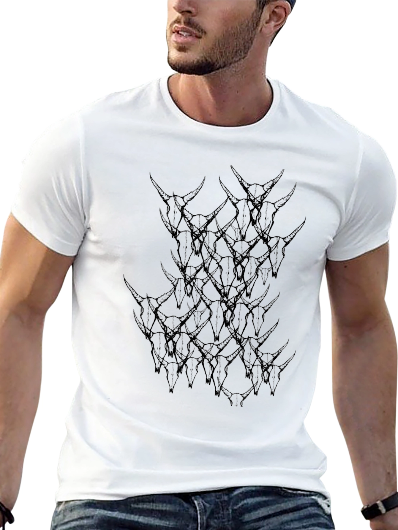 Skull Pile Graphic Print Black T-Shirt