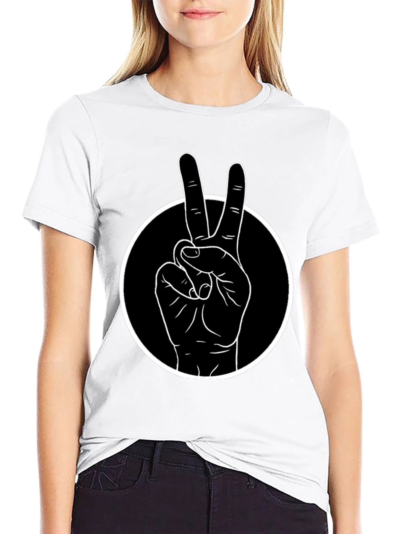 Peace Sign T-Shirt - Black Cotton Tee