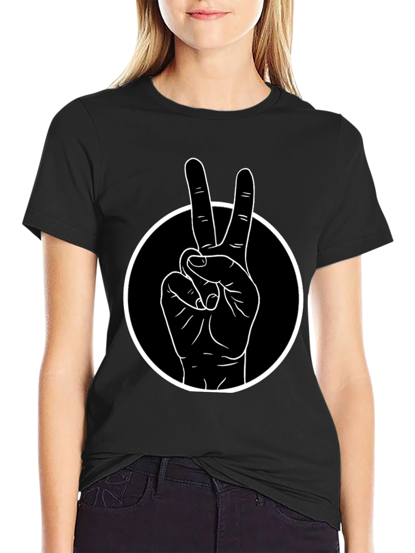 Peace Sign T-Shirt - Black Cotton Tee