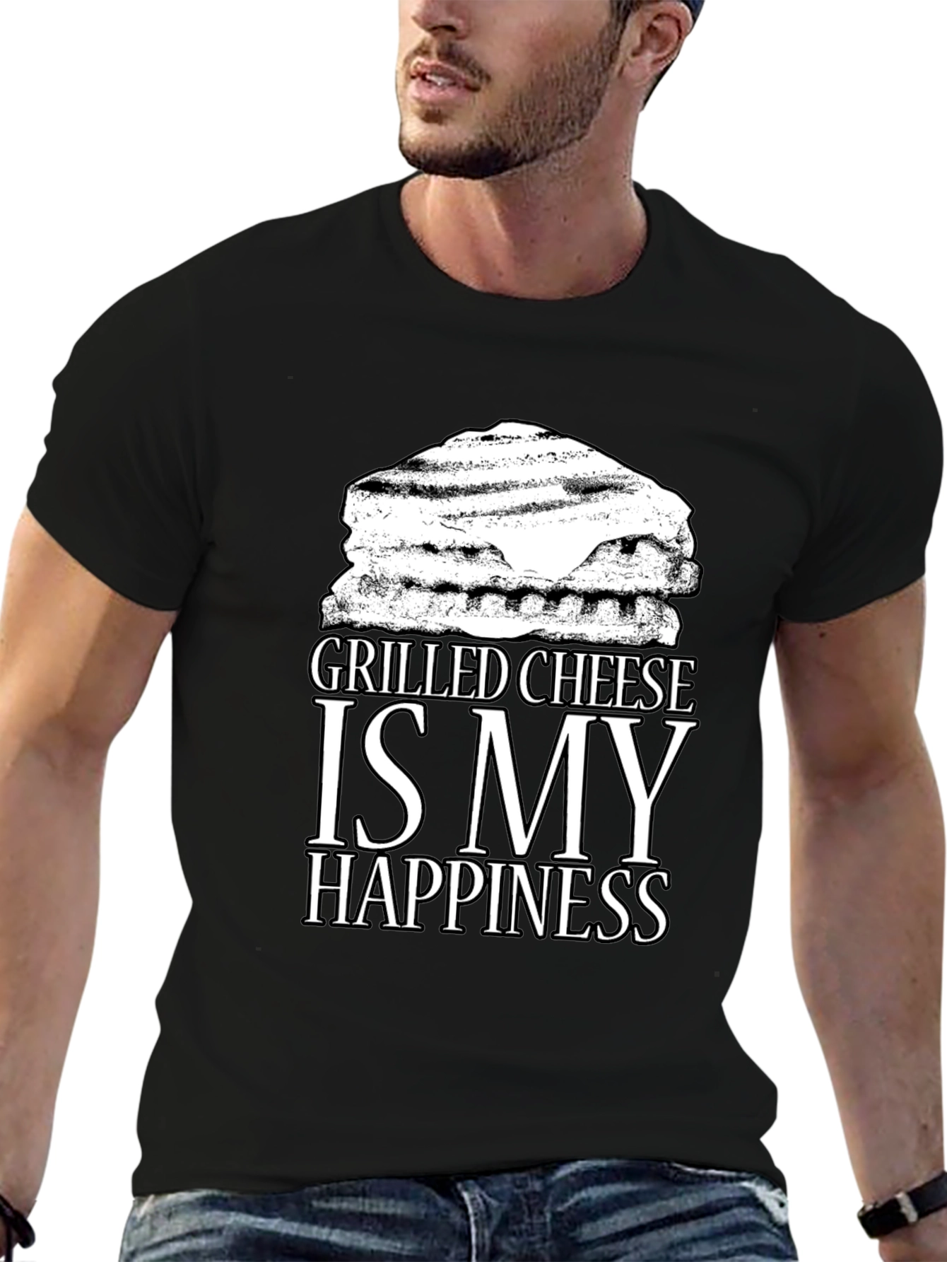 Grilled Cheese Happiness Black T-Shirt