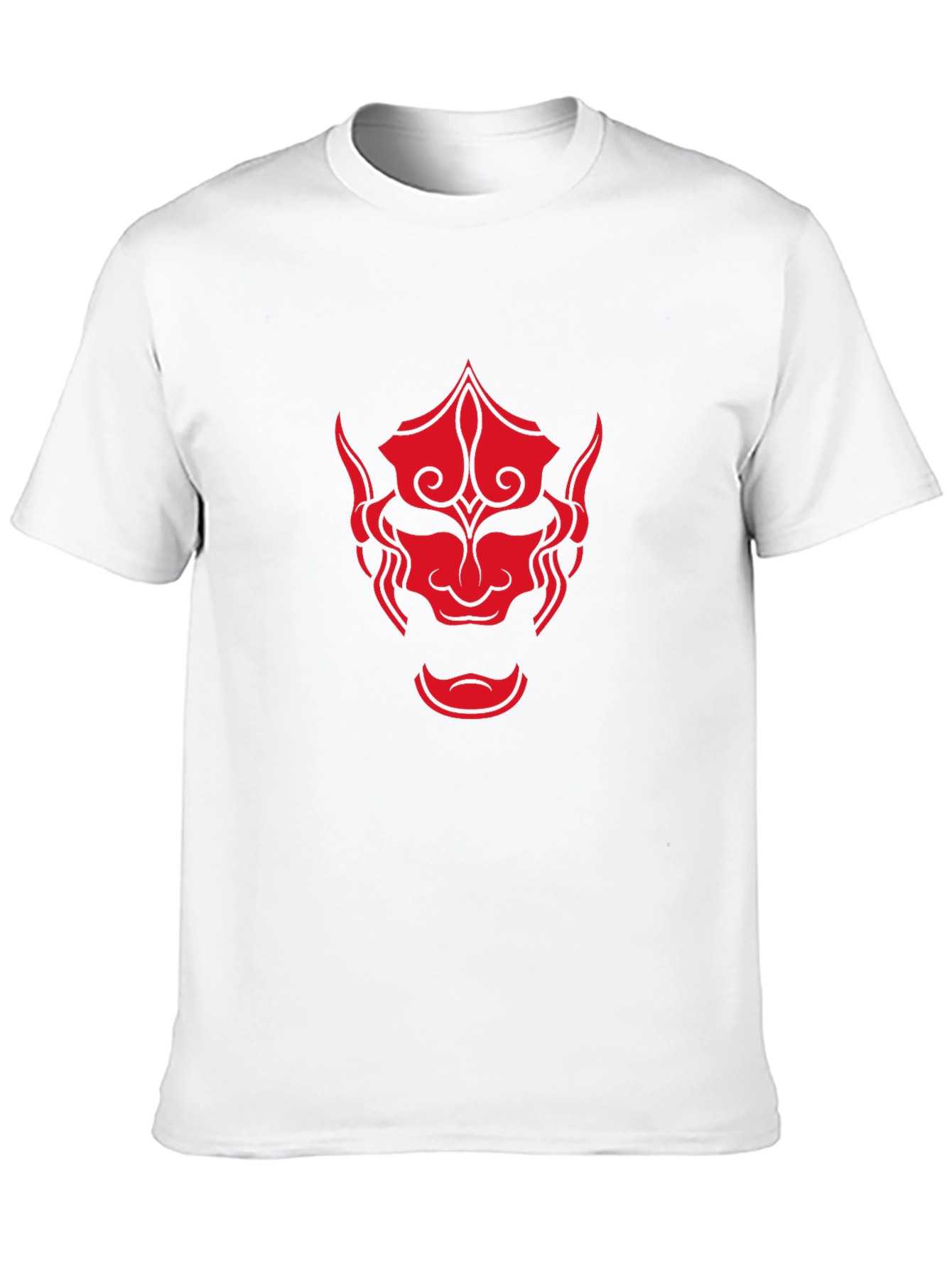 Red Oni Mask Graphic Black T-Shirt