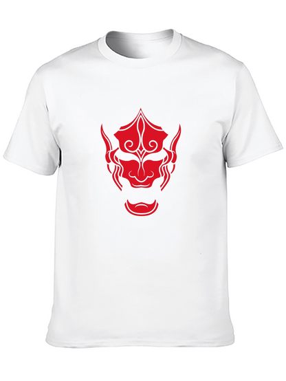 Red Oni Mask Graphic Black T-Shirt