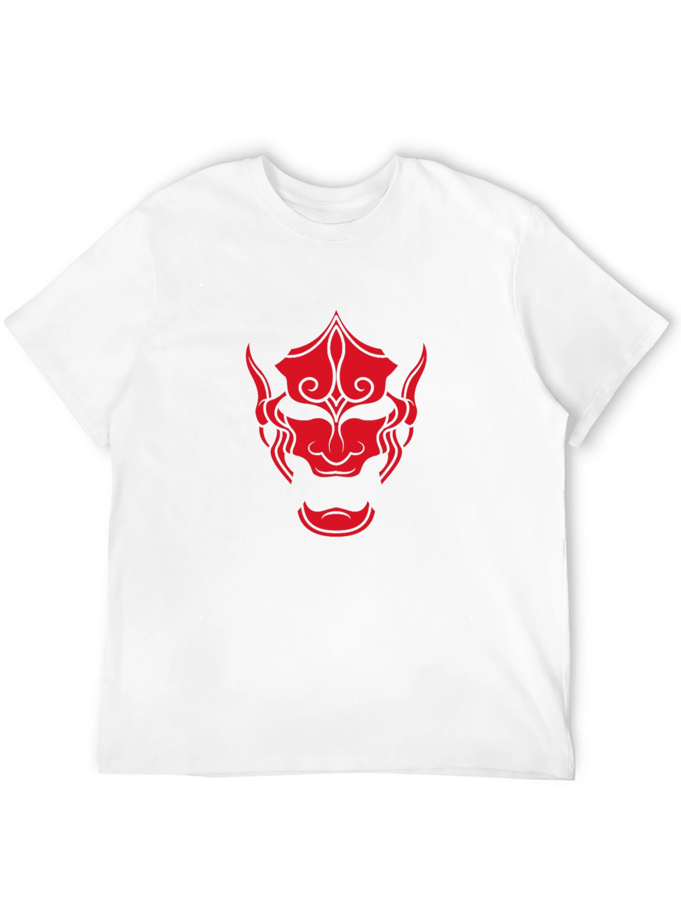 Red Oni Mask Graphic Black T-Shirt