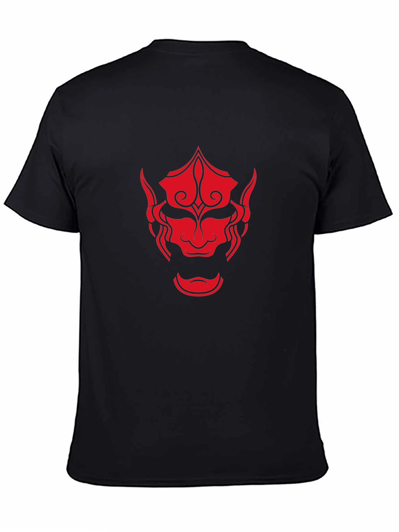 Red Oni Mask Graphic Black T-Shirt