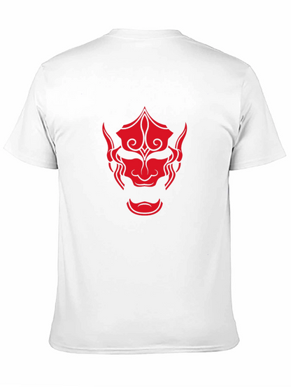 Red Oni Mask Graphic Black T-Shirt
