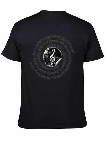 Music Treble Clef Graphic Tee - Black Cotton T-Shirt