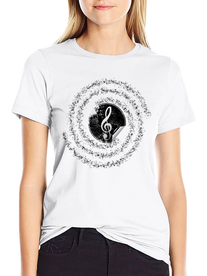 Music Treble Clef Graphic Tee - Black Cotton T-Shirt