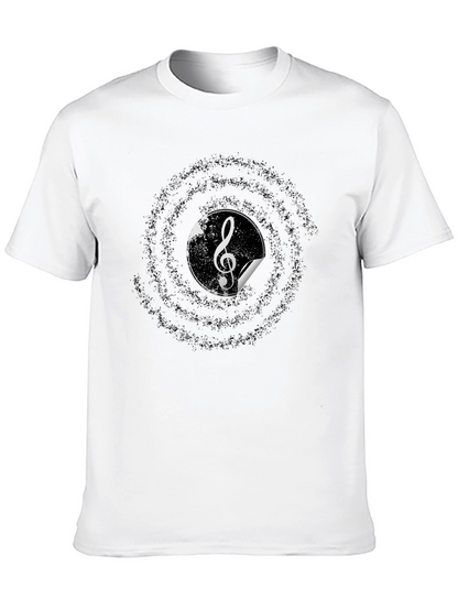 Music Treble Clef Graphic Tee - Black Cotton T-Shirt