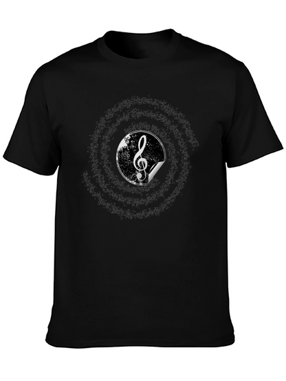 Music Treble Clef Graphic Tee - Black Cotton T-Shirt