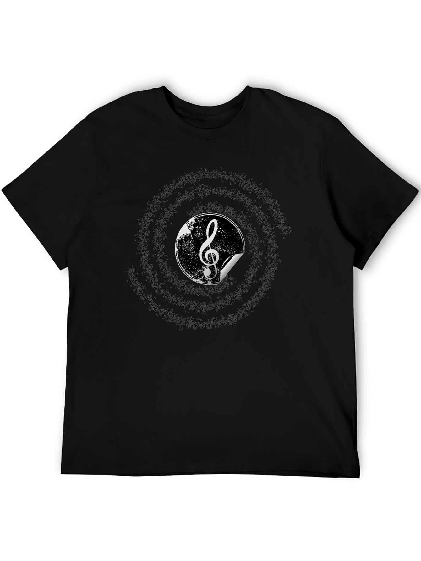 Music Treble Clef Graphic Tee - Black Cotton T-Shirt