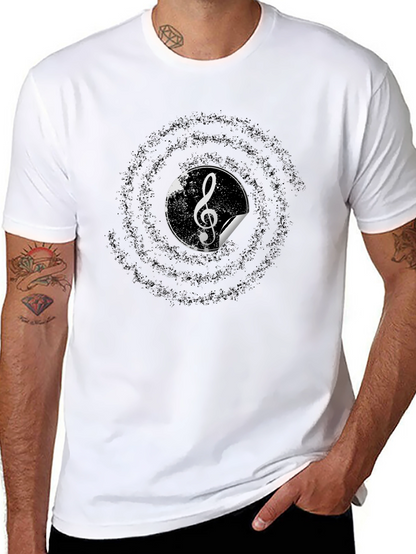 Music Treble Clef Graphic Tee - Black Cotton T-Shirt