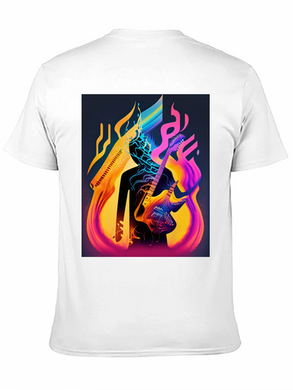 Abstract Guitarist Graphic Tee - Black Cotton Blend