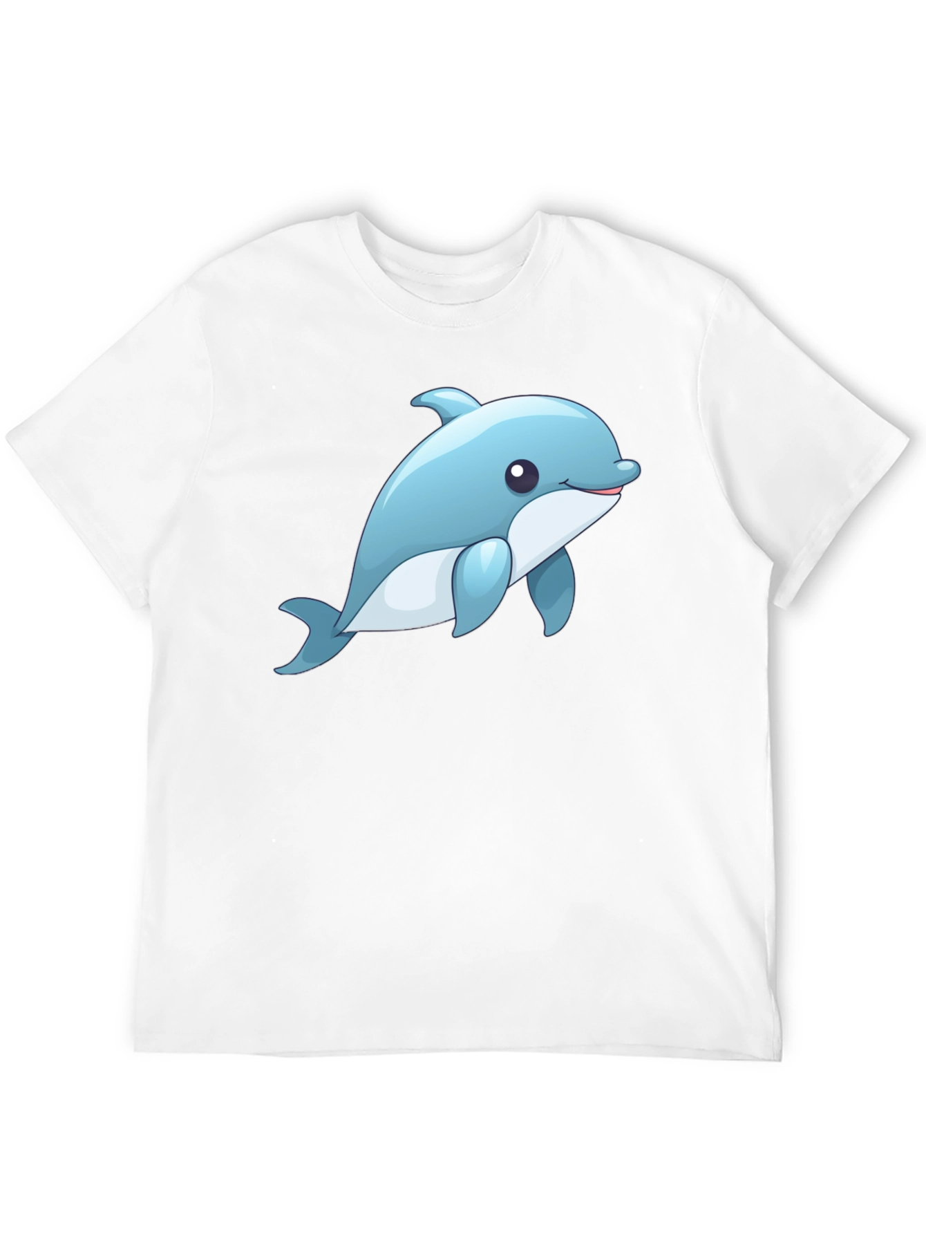 Cute Dolphin Graphic Tee - Black Cotton T-Shirt