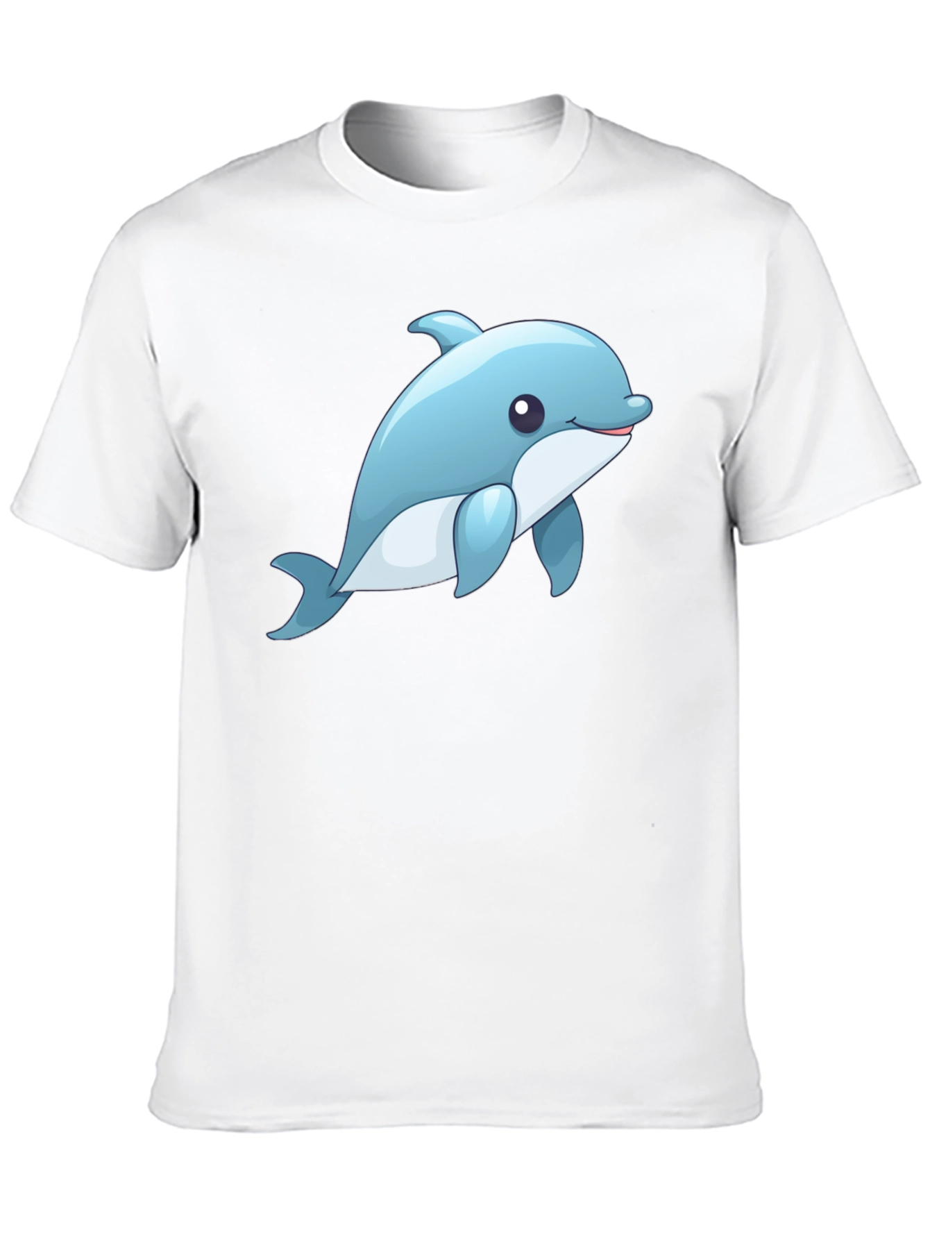 Cute Dolphin Graphic Tee - Black Cotton T-Shirt