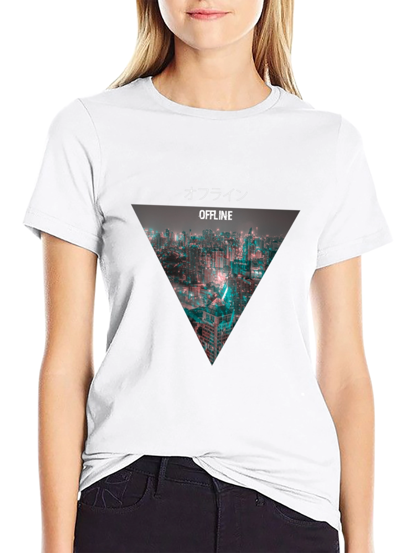 Offline Cityscape Graphic Tee - Modern Black T-Shirt