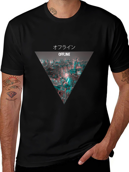 Offline Cityscape Graphic Tee - Modern Black T-Shirt