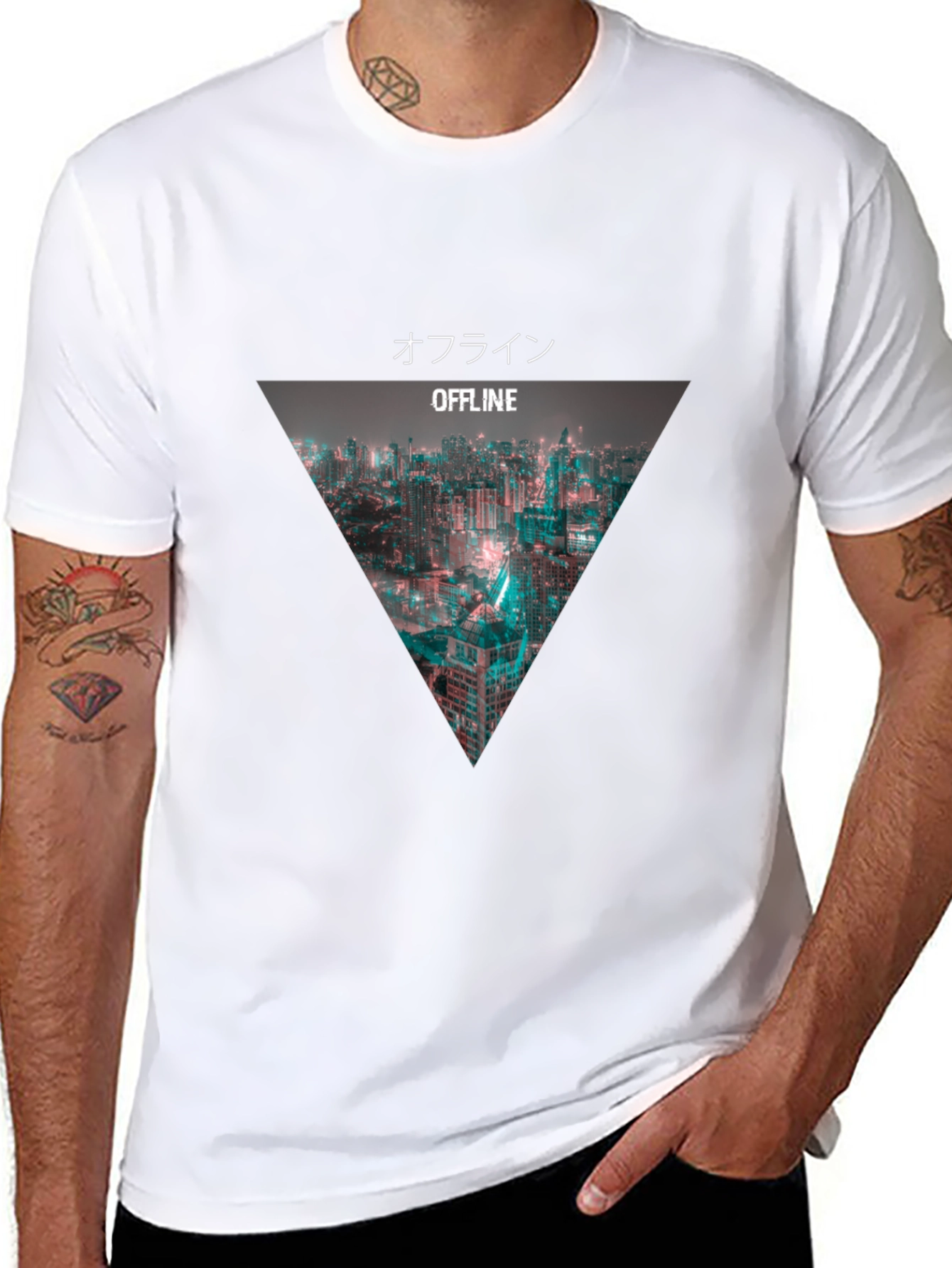 Offline Cityscape Graphic Tee - Modern Black T-Shirt