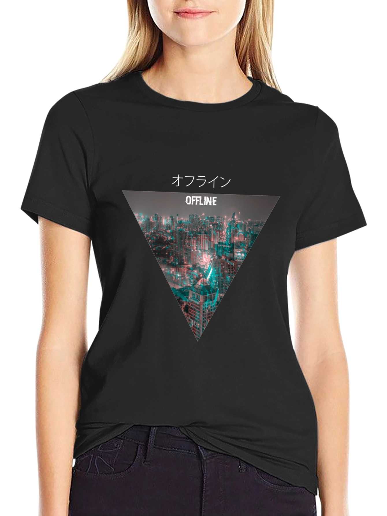 Offline Cityscape Graphic Tee - Modern Black T-Shirt