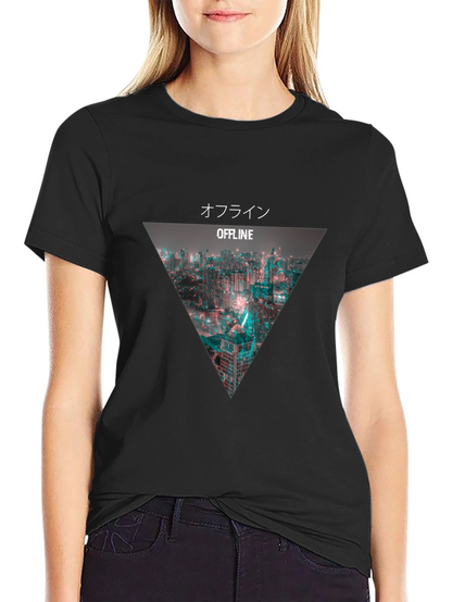 Offline Cityscape Graphic Tee - Modern Black T-Shirt
