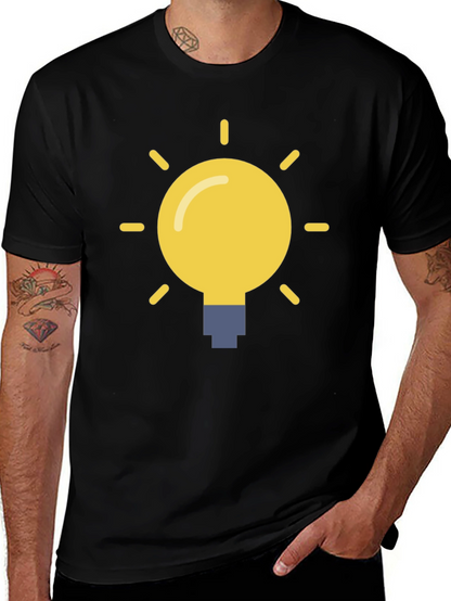 Idea Lightbulb Graphic Tee - Black Cotton T-Shirt