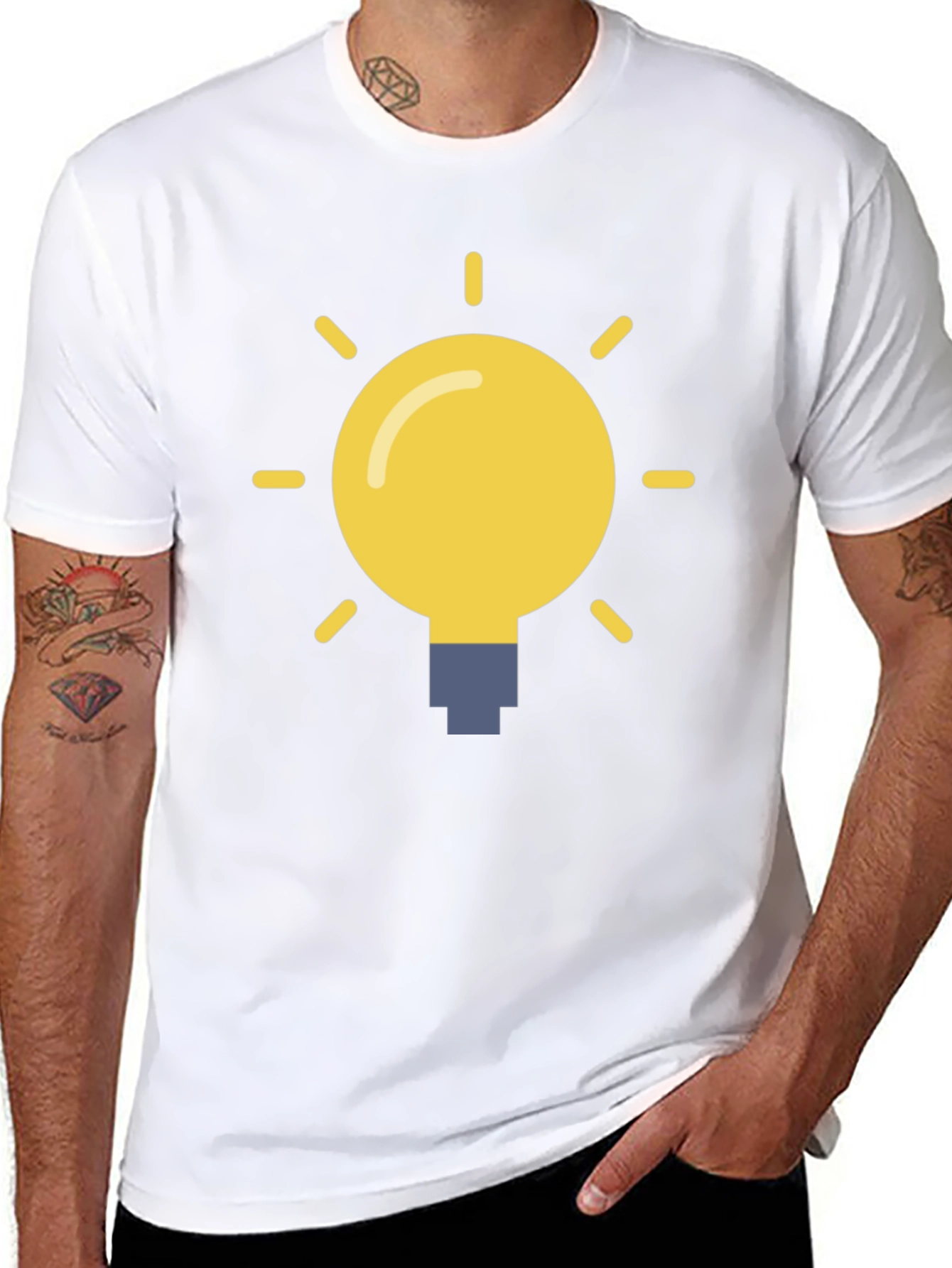 Idea Lightbulb Graphic Tee - Black Cotton T-Shirt