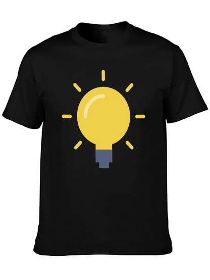 Idea Lightbulb Graphic Tee - Black Cotton T-Shirt