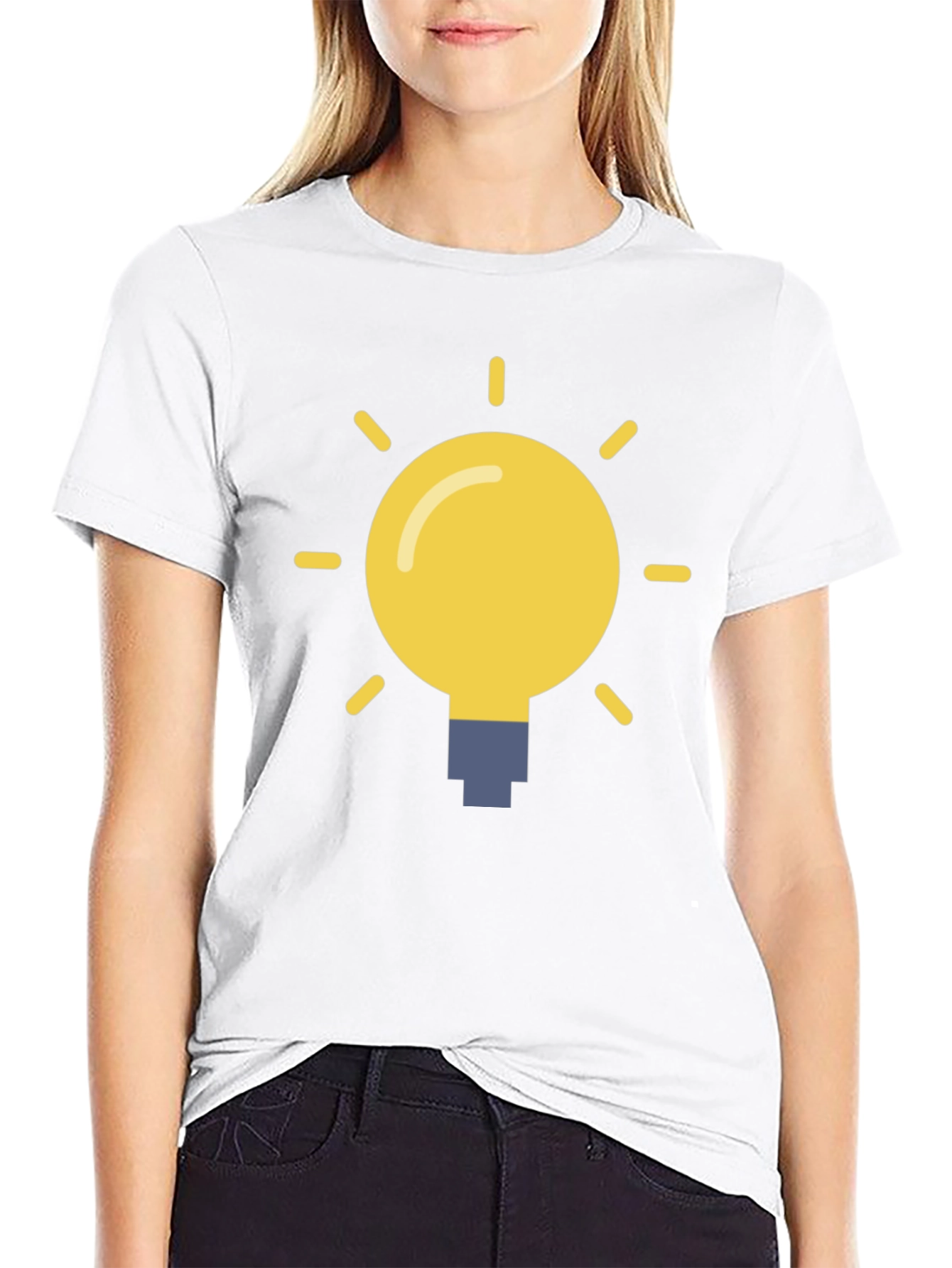Idea Lightbulb Graphic Tee - Black Cotton T-Shirt