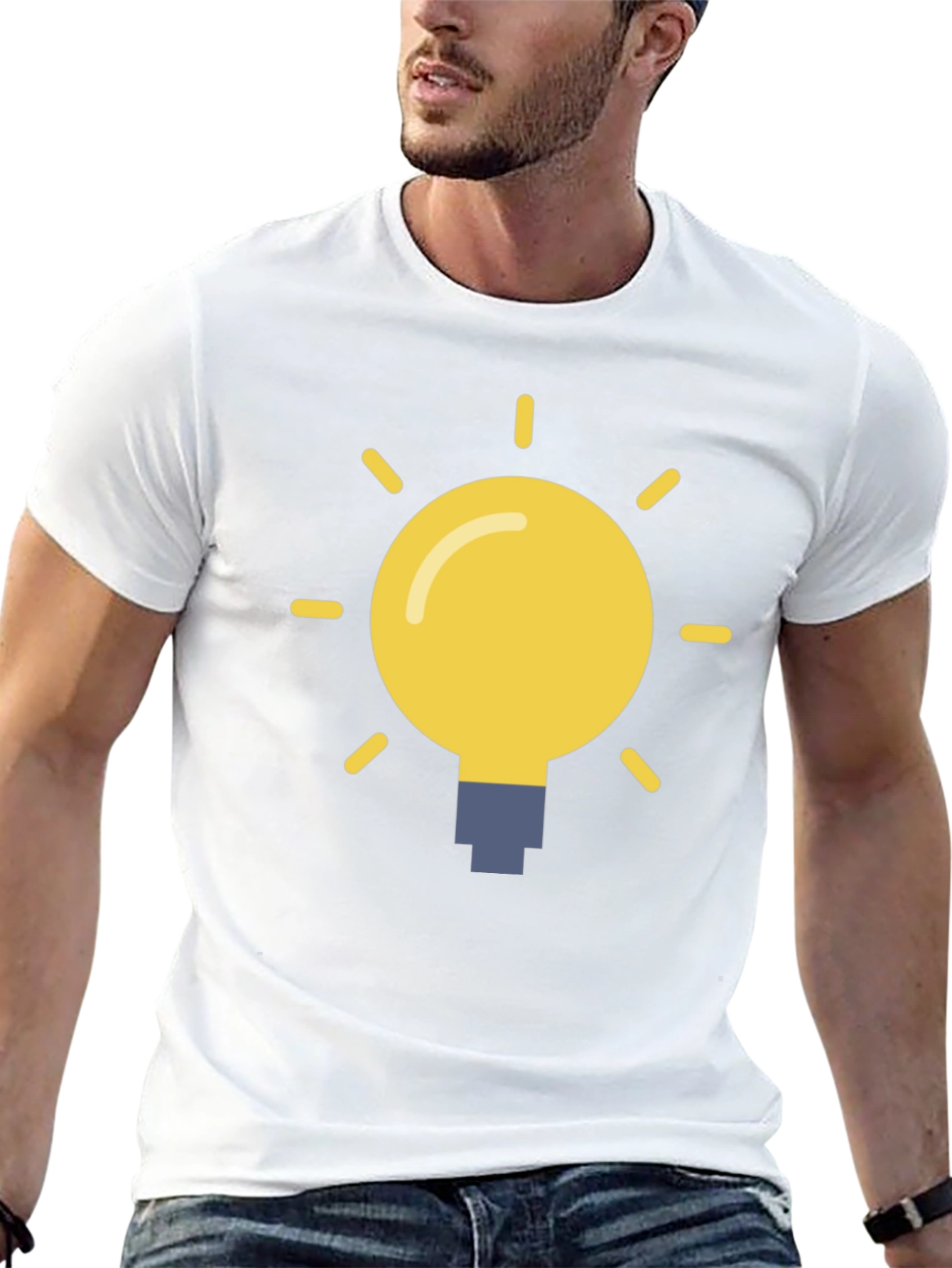 Idea Lightbulb Graphic Tee - Black Cotton T-Shirt