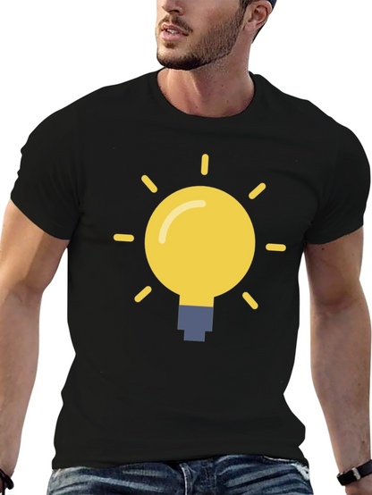 Idea Lightbulb Graphic Tee - Black Cotton T-Shirt