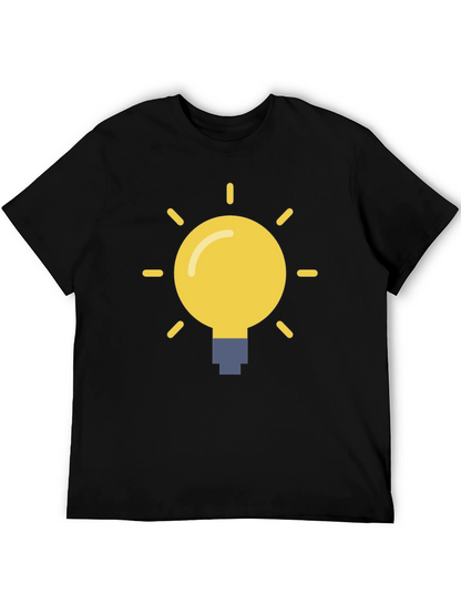 Idea Lightbulb Graphic Tee - Black Cotton T-Shirt