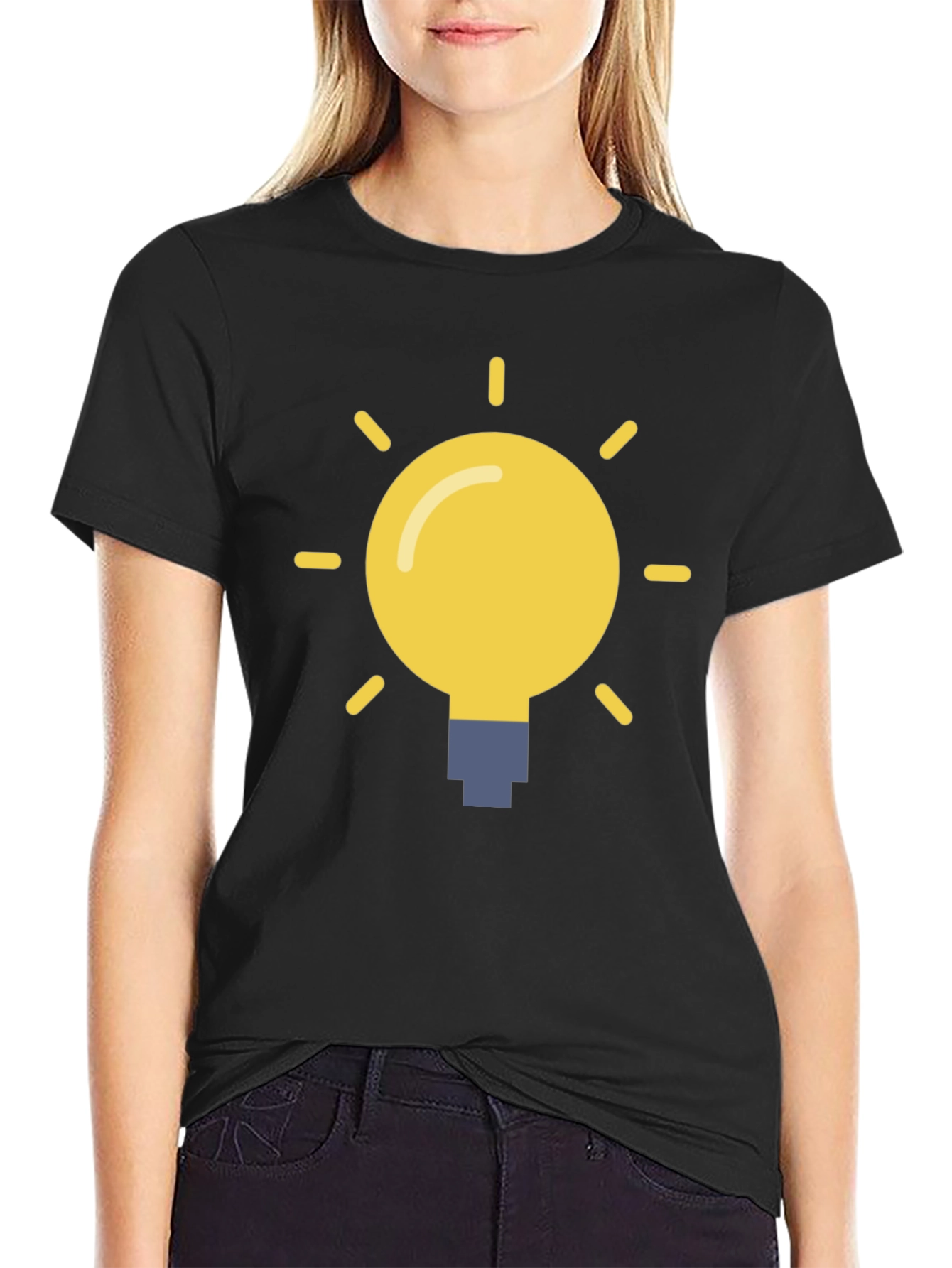 Idea Lightbulb Graphic Tee - Black Cotton T-Shirt