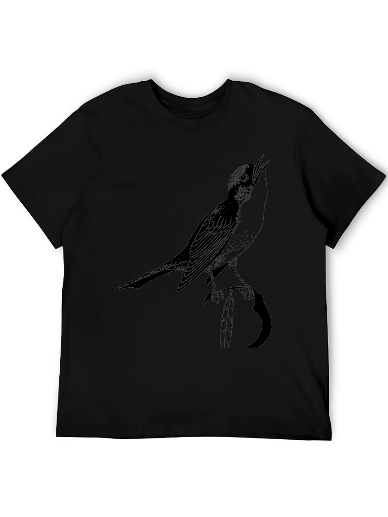 Bird Graphic Black Tee - Stylish Mens Casual Wear
