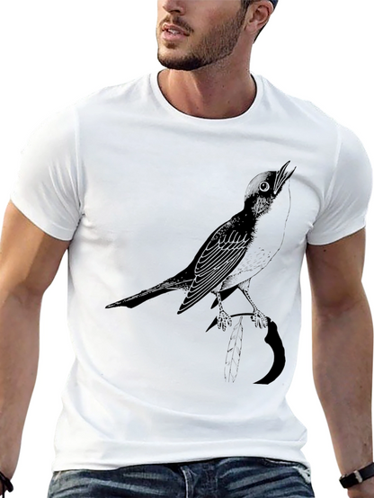Bird Graphic Black Tee - Stylish Mens Casual Wear