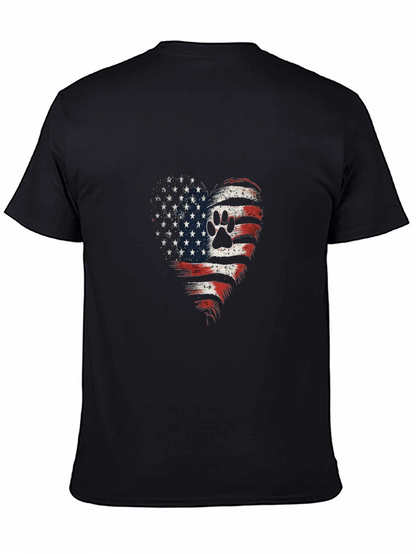 Patriotic Paw Print Heart T-Shirt