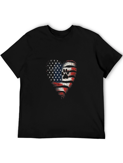 Patriotic Paw Print Heart T-Shirt