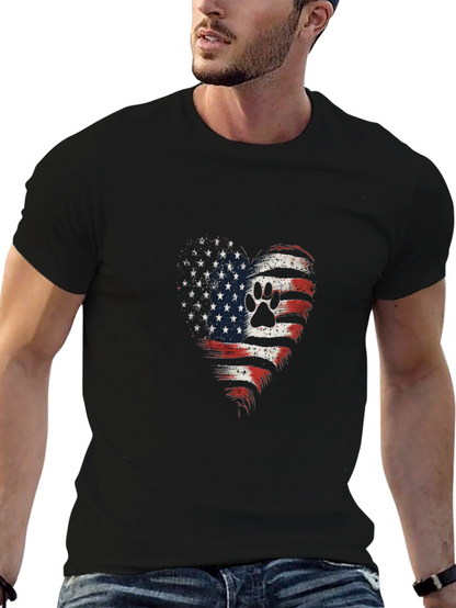 Patriotic Paw Print Heart T-Shirt
