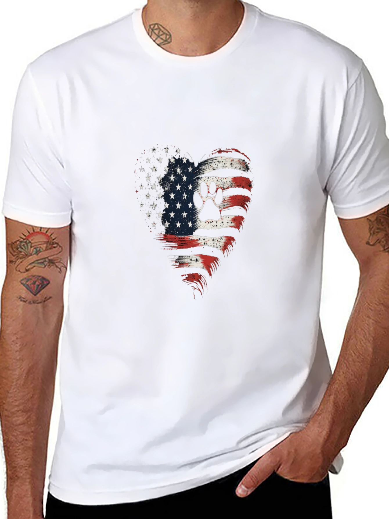 Patriotic Paw Print Heart T-Shirt