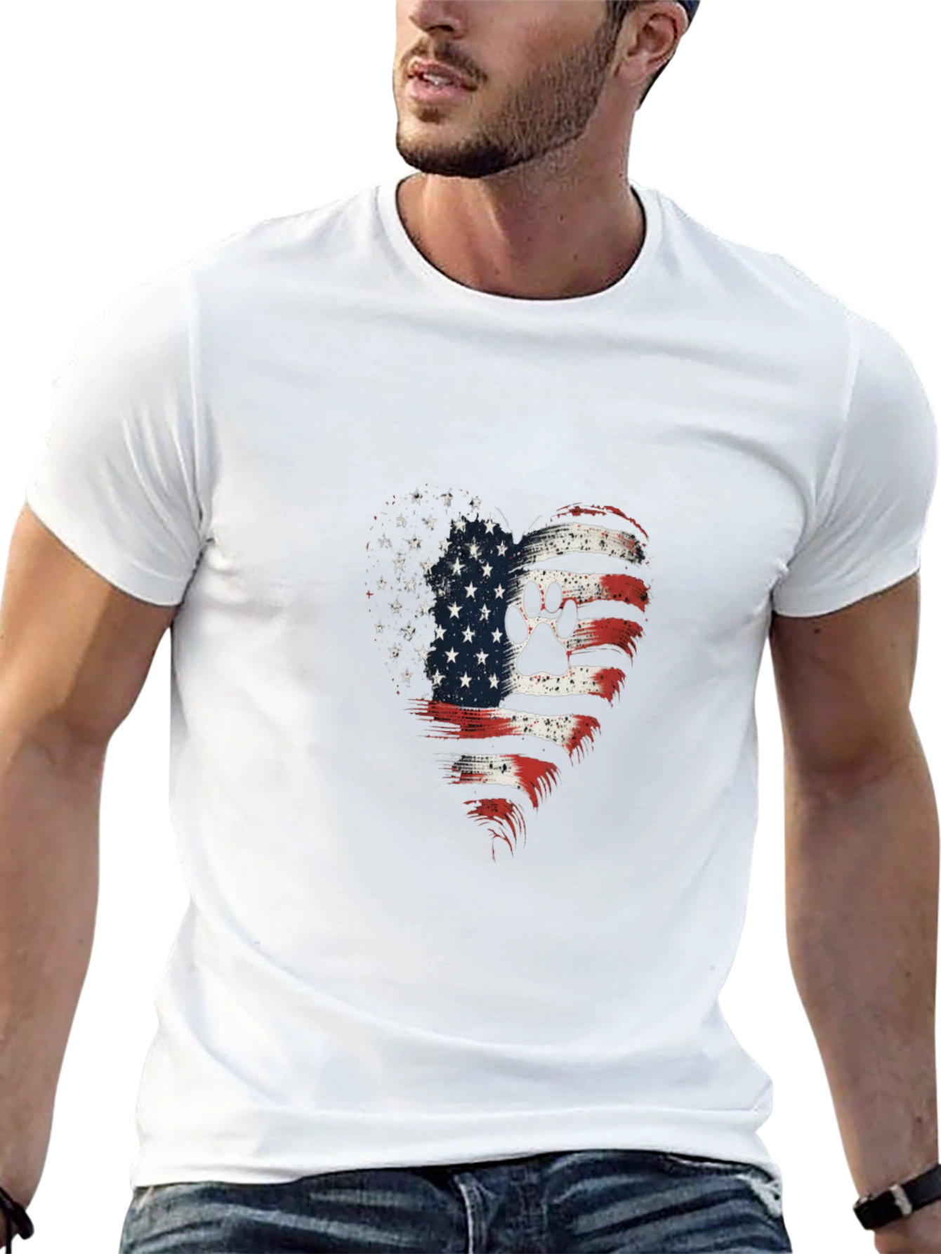 Patriotic Paw Print Heart T-Shirt