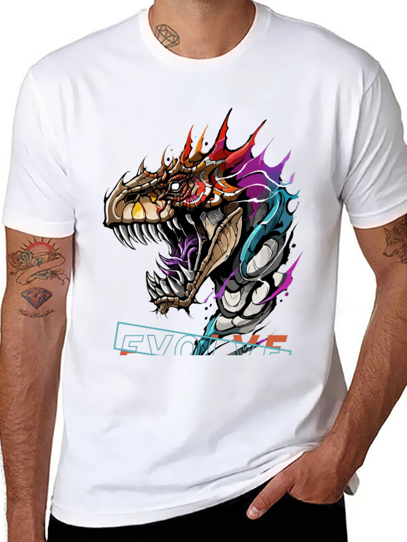 Evolve Dragon Graphic Tee - Black Cotton T-Shirt