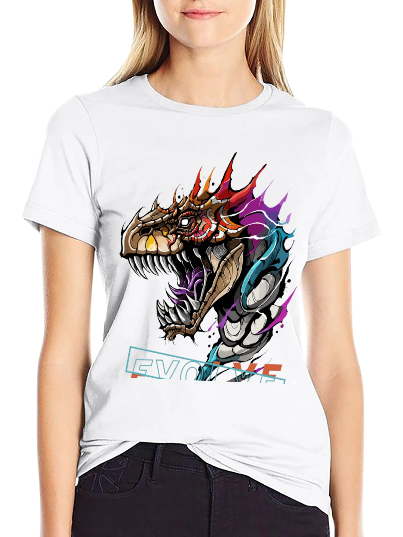Evolve Dragon Graphic Tee - Black Cotton T-Shirt