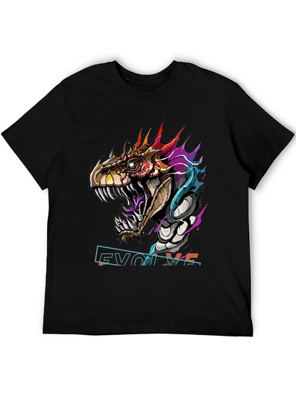 Evolve Dragon Graphic Tee - Black Cotton T-Shirt