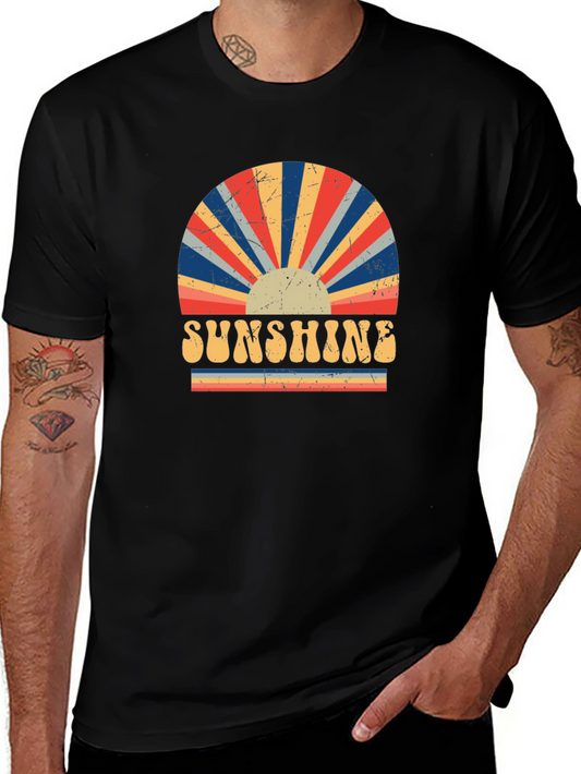 Retro Sunshine Graphic Tee - Vintage Style Black T-Shirt