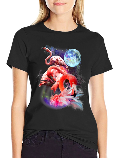 Flamingo Moon Graphic T-Shirt - Unique & Stylish