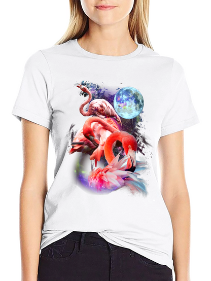 Flamingo Moon Graphic T-Shirt - Unique & Stylish