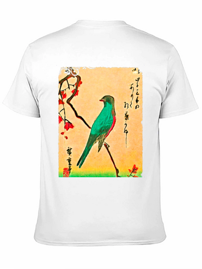 Bird Art T-Shirt: Japanese Ukiyo-e Style