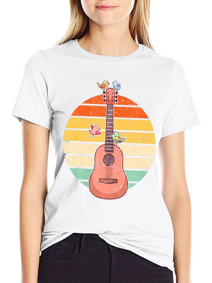 Retro Guitar & Birds Graphic Tee